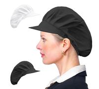 JTMKYO Lot de 2 Toques de Cuisinier, Bonnet Blanc pour Travaux de Cuisine, Filet à Cheveux pour la Gastronomie, pour Homme et Femme, Blanc et Noir, M/L