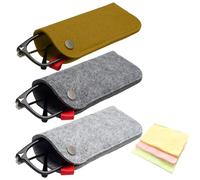 JTMKYO Lot de 3 Boîtes de Rangement pour Lunettes avec Chiffons, Étui Souple Ultra Fin pour Femme, Gris, Taille Unique