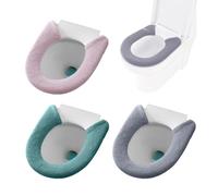 JTMKYO Lot de 3 housses chauffantes pour siège de toilette, protection de siège de toilette, housse de siège de toilette avec bouton, douce et confortable, tapis de siège de toilette universel et