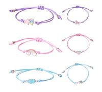 JTMKYO Lot de 6 bracelets colorés pour enfants, arc-en-ciel de dessin animé, d'amitié, tressés à la main, réglables, adaptés aux cadeaux, Taglia unica, Cuir