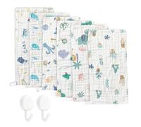 JTMKYO Lot de 6 serviettes en coton pour bébé - 2 crochets à suspendre - 6 couches - Douces et respirantes - En mousseline - Réutilisables