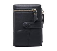 JTMKYO Portefeuille 1 pièce pliable en trois parties avec fentes pour cartes et compartiment à monnaie pour femme, petit portefeuille pour femme, porte-monnaie court en PU (noir), Noir , 14.5*2*10cm,