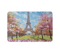 JTNWEC Beau paillasson imprimé Tour Eiffel Paris 40,6 x 61 cm Tapis d'entrée antidérapant Tapis de sol pour cuisine salle de bain