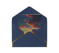 JTNWEC Carte de vœux avec impression de montgolfière et coucher de soleil - Papier perlé doré - Cartes d'anniversaire bleues pour occasions spéciales