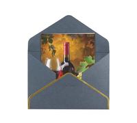 JTNWEC Carte de vœux avec motif de raisin, bouteilles de vin et boissons avec papier perlé, cartes d'anniversaire noires pour occasions spéciales