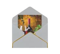 JTNWEC Carte de vœux avec motif de raisin, bouteilles de vin et boissons avec papier perlé, gris clair, cartes d'anniversaire pour occasions spéciales