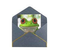 JTNWEC Carte de vœux avec motif grenouille mignonne et dorée - Papier nacré découpé - Cartes d'anniversaire noires pour occasions spéciales