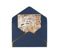 JTNWEC Carte de vœux avec motif notes de musique et piano et violon doré - Papier nacré découpé - Cartes d'anniversaire bleues pour occasions spéciales