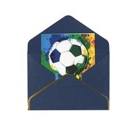 JTNWEC Carte de vœux colorée avec motif de football avec papier perlé doré, cartes d'anniversaire bleues pour occasions spéciales