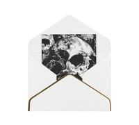 JTNWEC Carte de vœux noire et blanche avec motif tête de mort humaine et dorée, papier nacré, cartes d'anniversaire blanches pour occasions spéciales