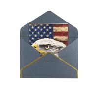 JTNWEC Carte de vœux patriotique à motif d'aigle à tête blanche avec drapeau rayé et papier perlé, cartes d'anniversaire noires pour occasions spéciales