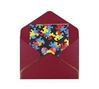 JTNWEC Carte de vœux pour la sensibilisation à l'autisme - Motif cœur - Papier perlé doré - Cartes d'anniversaire rouge foncé pour occasions spéciales