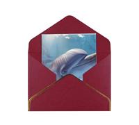 JTNWEC Carte de vœux Winter the Dolphin avec impression dorée - Papier nacré - Cartes d'anniversaire rouge foncé pour occasions spéciales