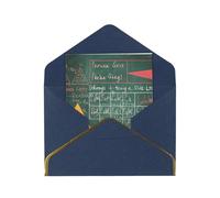 JTNWEC Formulas Shapes Theory Carte de vœux avec impression de mots de leçon de mathématiques avec papier perlé doré - Cartes d'anniversaire bleues pour occasions spéciales