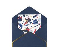 JTNWEC Hockey Elements Carte de vœux créative à motifs imprimés avec papier perlé doré - Cartes d'anniversaire bleues pour occasions spéciales