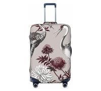 JTNWEC Housse de bagage de voyage avec gravure botanique et herbes florales - Protection élastique pour valise, Noir/blanc, L( Fit 25-28 Inch Luggage)