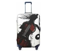 JTNWEC Housse de bagage de voyage avec impression artistique musicale - Protection élastique pour valise, Noir/blanc, M( Fit 22-24 Inch Luggage)