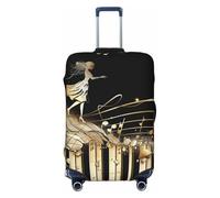 JTNWEC Housse de bagage de voyage avec impression de notes de musique - Protection élastique pour valise, noir, L( Fit 25-28 Inch Luggage)