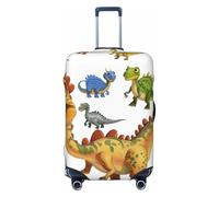 JTNWEC Housse de bagage de voyage avec impression d'images de dinosaures de dessin animé - Protection élastique pour valise, Noir/blanc, L( Fit 25-28 Inch Luggage)