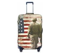 JTNWEC Housse de bagage de voyage avec impression du jour commémoratif patriotique des soldats militaires américains - Protection élastique pour valise personnalisable, Noir/blanc, XL( Fit 29-32 Inch