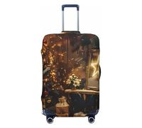 JTNWEC Housse de bagage de voyage avec impression « Merry Christmas and Happy New Year » - Personnalisable, Noir/blanc, S( Fit 18-21 Inch Luggage)