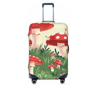 JTNWEC Housse de bagage de voyage avec imprimé champignons de dessin animé - Protection élastique pour valise, Noir/blanc, M( Fit 22-24 Inch Luggage)