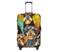 JTNWEC Housse de bagage de voyage avec imprimé chiens schnauzer mignons à l'huile - Personnalisation, protection élastique pour valise, Noir/blanc, S( Fit 18-21 Inch Luggage)
