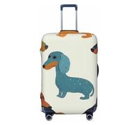 JTNWEC Housse de bagage de voyage avec imprimé chiens teckels mignons - Protection élastique pour valise de personnalisation, Noir/blanc, S( Fit 18-21 Inch Luggage)