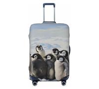 JTNWEC Housse de bagage de voyage avec imprimé de jeunes pingouins avec de la neige - Protection élastique pour valise, Noir/blanc, S( Fit 18-21 Inch Luggage)