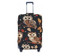 JTNWEC Housse de bagage de voyage avec imprimé hiboux sur une branche d'arbre - Protection élastique pour valise, personnalisation, Noir/blanc, XL( Fit 29-32 Inch Luggage)