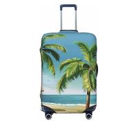 JTNWEC Housse de bagage de voyage avec imprimé palmier tropical - Protection élastique pour valise, personnalisation, Noir/blanc, S( Fit 18-21 Inch Luggage)