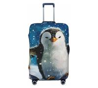 JTNWEC Housse de bagage de voyage avec imprimé pingouin heureux - Protection élastique pour valise, Noir/blanc, L( Fit 25-28 Inch Luggage)
