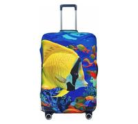 JTNWEC Housse de bagage de voyage avec imprimé poissons de mer tropicaux - Protection élastique pour valise, Noir/blanc, M( Fit 22-24 Inch Luggage)