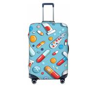 JTNWEC Housse de bagage de voyage avec motif de médecine de dessin animé - Protection élastique pour valise, Noir/blanc, S( Fit 18-21 Inch Luggage)