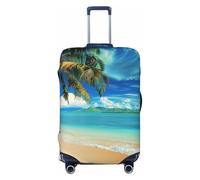 JTNWEC Housse de bagage de voyage avec motif palmier tropical hawaïen - Personnalisable - Élastique, Noir/blanc, XL( Fit 29-32 Inch Luggage)