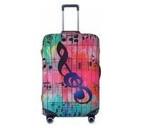 JTNWEC Housse de bagage de voyage avec notes de musique - Protection élastique pour valise, Noir/blanc, L( Fit 25-28 Inch Luggage)