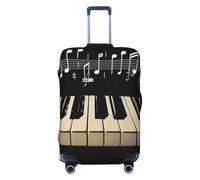 JTNWEC Housse de bagage de voyage avec touches de piano avec note de musique imprimée - Protection élastique pour valise, Noir/blanc, S( Fit 18-21 Inch Luggage)