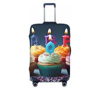JTNWEC Housse de bagage de voyage colorée Happy Birthday avec imprimé cupcakes - Protection élastique pour valise, personnalisation, Noir/blanc, XL( Fit 29-32 Inch Luggage)