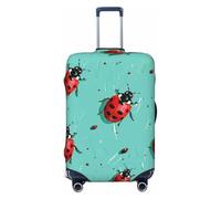 JTNWEC Housse de bagage de voyage imprimée coccinelles rouges sur fond bleu - Protection élastique pour valise, personnalisation, Noir/blanc, L( Fit 25-28 Inch Luggage)