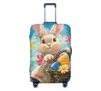 JTNWEC Housse de bagage de voyage imprimée Printemps Happy Festival Vacances - Personnalisation, protection élastique pour valise, Noir/blanc, XL( Fit 29-32 Inch Luggage)