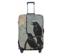 JTNWEC Housse de protection élastique pour valise Motif corbeau Noir, Noir/blanc, XL( Fit 29-32 Inch Luggage)