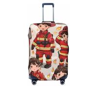 JTNWEC Little Boys and Girls in FireFighters Print Travel Bagages Cover - Personnaliser élastique Valise Protector, Noir/blanc, XL( Fit 29-32 Inch Luggage)
