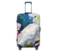 JTNWEC Magnifique housse de bagage de voyage avec imprimé cacatoès et fleur - Protection élastique pour valise, Noir/blanc, S( Fit 18-21 Inch Luggage)