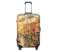 JTNWEC Magnifique housse de bagage de voyage avec vue sur le canal de Venise - Protection élastique de valise personnalisée, Noir/blanc, M( Fit 22-24 Inch Luggage)