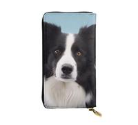 JTNWEC Portefeuille en cuir pour femme - Imprimé Border Collie - Porte-monnaie de voyage avec fermeture éclair - Noir - Taille unique - Moderne, Noir/blanc, One Size, Moderne