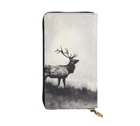 JTNWEC Portefeuille en cuir pour femme - Imprimé cerf sauvage - Porte-monnaie de voyage avec fermeture éclair pour téléphone portable, noir, taille unique, moderne, Noir/blanc, One Size, Moderne