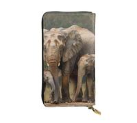 JTNWEC Portefeuille en cuir pour femme - Imprimé famille d'éléphants - Porte-monnaie de voyage avec fermeture éclair - Sac à main pour téléphone portable, noir, taille unique, moderne, Noir/blanc, One