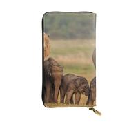 JTNWEC Portefeuille en cuir pour femme - Imprimé famille d'éléphants - Porte-monnaie de voyage avec fermeture éclair - Sac à main pour téléphone portable, noir, taille unique, moderne, Noir/blanc, One