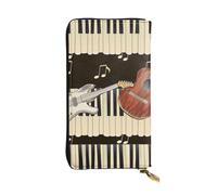 JTNWEC Portefeuille en cuir pour femme - Motif guitare piano - Porte-monnaie de voyage - Fermeture éclair - Sac à main pour téléphone portable - Noir - Taille unique - Moderne, Noir/blanc, One Size,