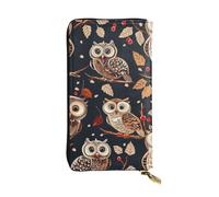 JTNWEC Portefeuille en cuir pour femme - Motif hiboux sur une branche d'arbre - Porte-monnaie de voyage avec fermeture éclair pour téléphone portable, noir, taille unique, moderne, Noir/blanc, One